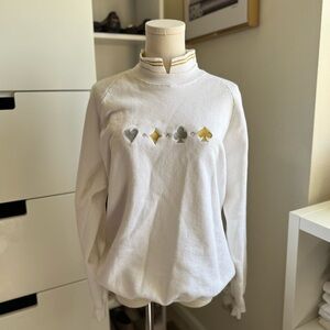 Apple Apparel White Gold Card Suit Embroidered Women's Sweatshirt Size XL